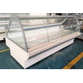 Sliding curved glass serve over deli refrigerator counter